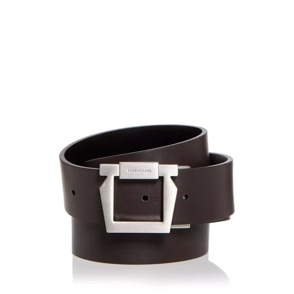 Salvatore Ferragamo Sz 105 Black Brown Reversible Gancini Square Buckle Belt - Picture 2 of 7